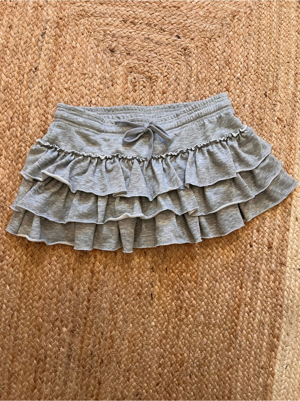 Casual Ruffle Mini Skirt in Light Gray